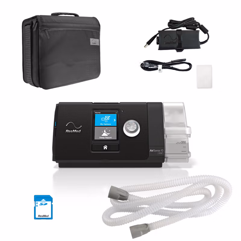 ResMed 瑞思邁 AirSense 10 AutoSet 單相陽壓呼吸器自動型 Card-to-Cloud 特別版附加濕器 (加贈面罩) | 日本厚生 Nippon Kousei 飛利浦呼吸器網路門市 包裝內容物