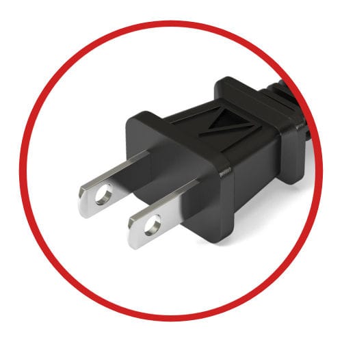 飛利浦呼吸器均使用美規的兩腳扁型插頭 (category A)